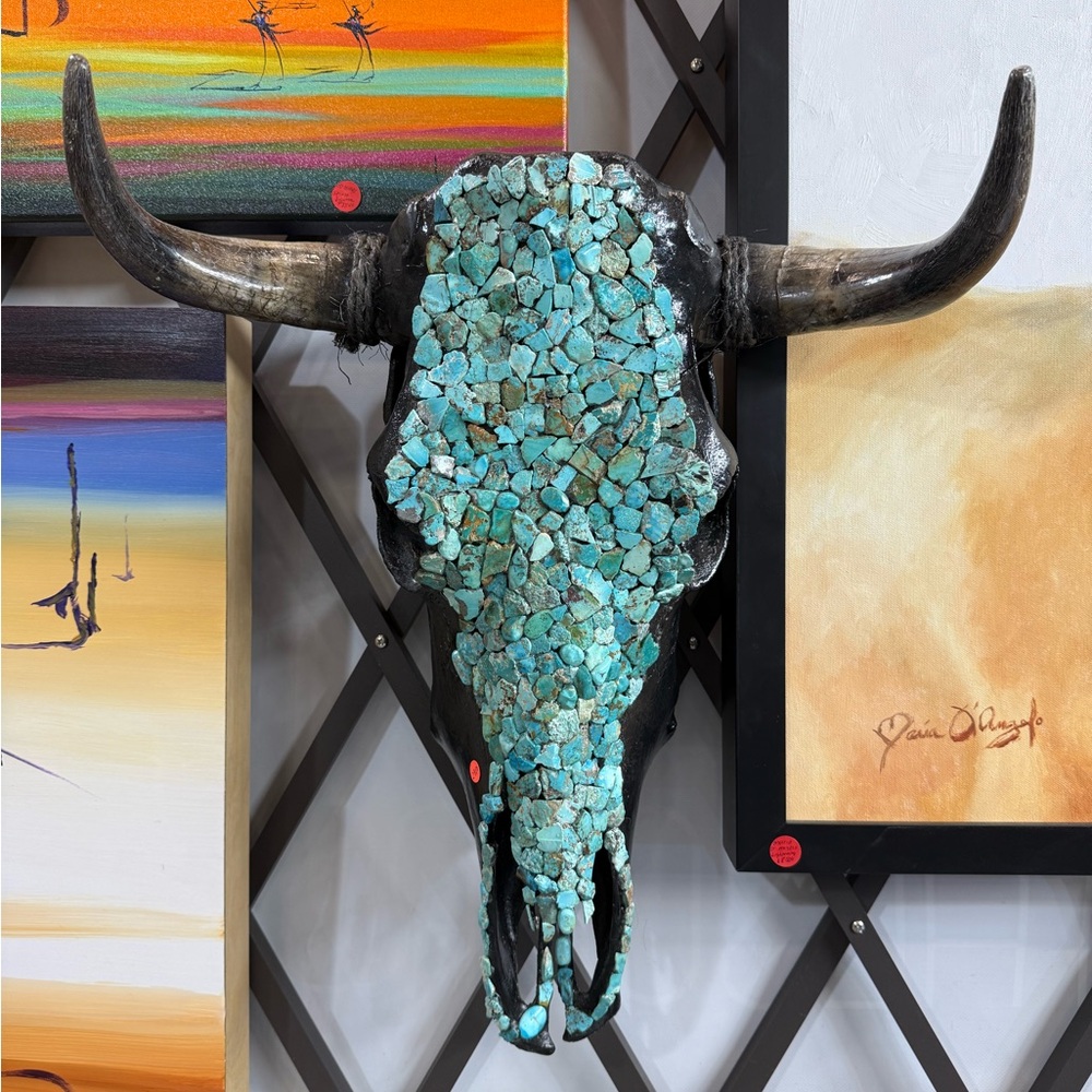 Turquoise Bull Skull Wall Art